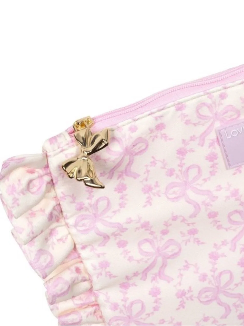 NWT LoveShackFancy x Target - Yoobi Coquette Bow Pencil Case w/Ruffles-Chantilly